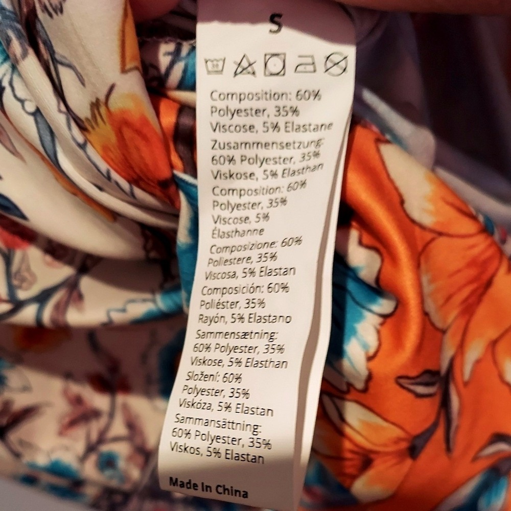 Orange Floral Paisley Boho V-Neck Maxi Beach Dress Short Sleeve Side Slit Small - Picture 7 of 7